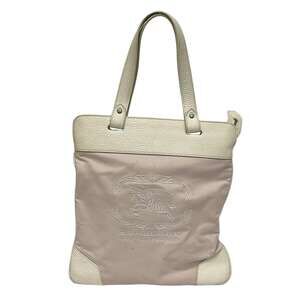 Burberry Tote Bag Light Pink Cream Chemical Fiber Leather